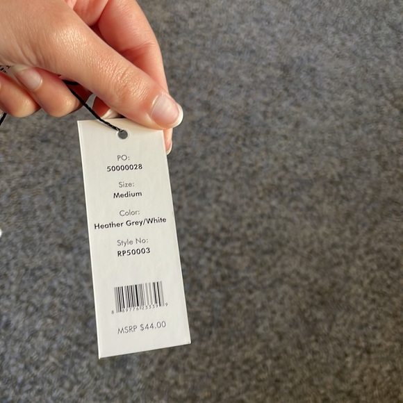 Rampage Grey and White Striped Long Sleeve Shirt Blouse - Picture 2 of 2